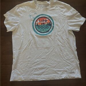 Life Is Good White Tee with Inspirational Patch